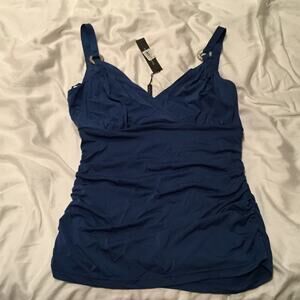 Ellie tahari Royal blue side rushing top S NWT